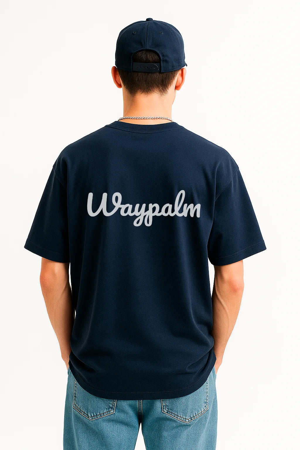 Camiseta de Algodón Oversize Azul Marino Waypalm
