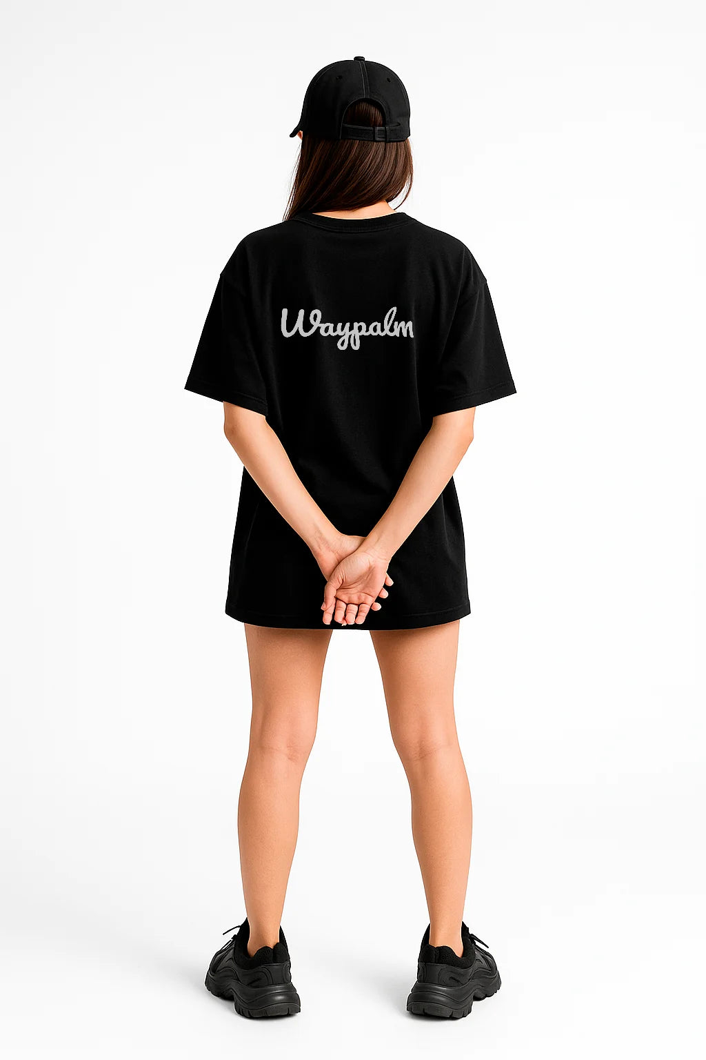 Camiseta de Algodón Oversize Negra Waypalm