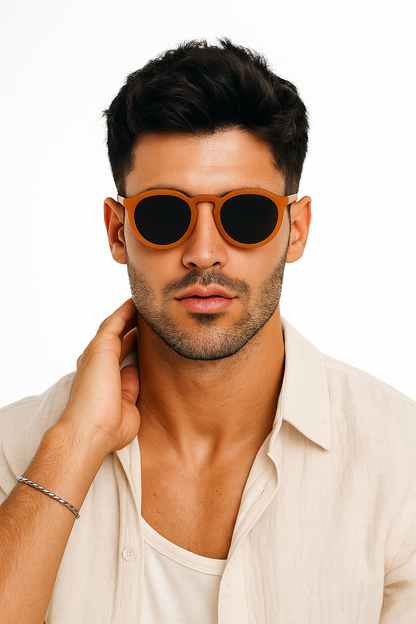 Gafas de Sol Redondas Marrón Claro Delta| Waypalm